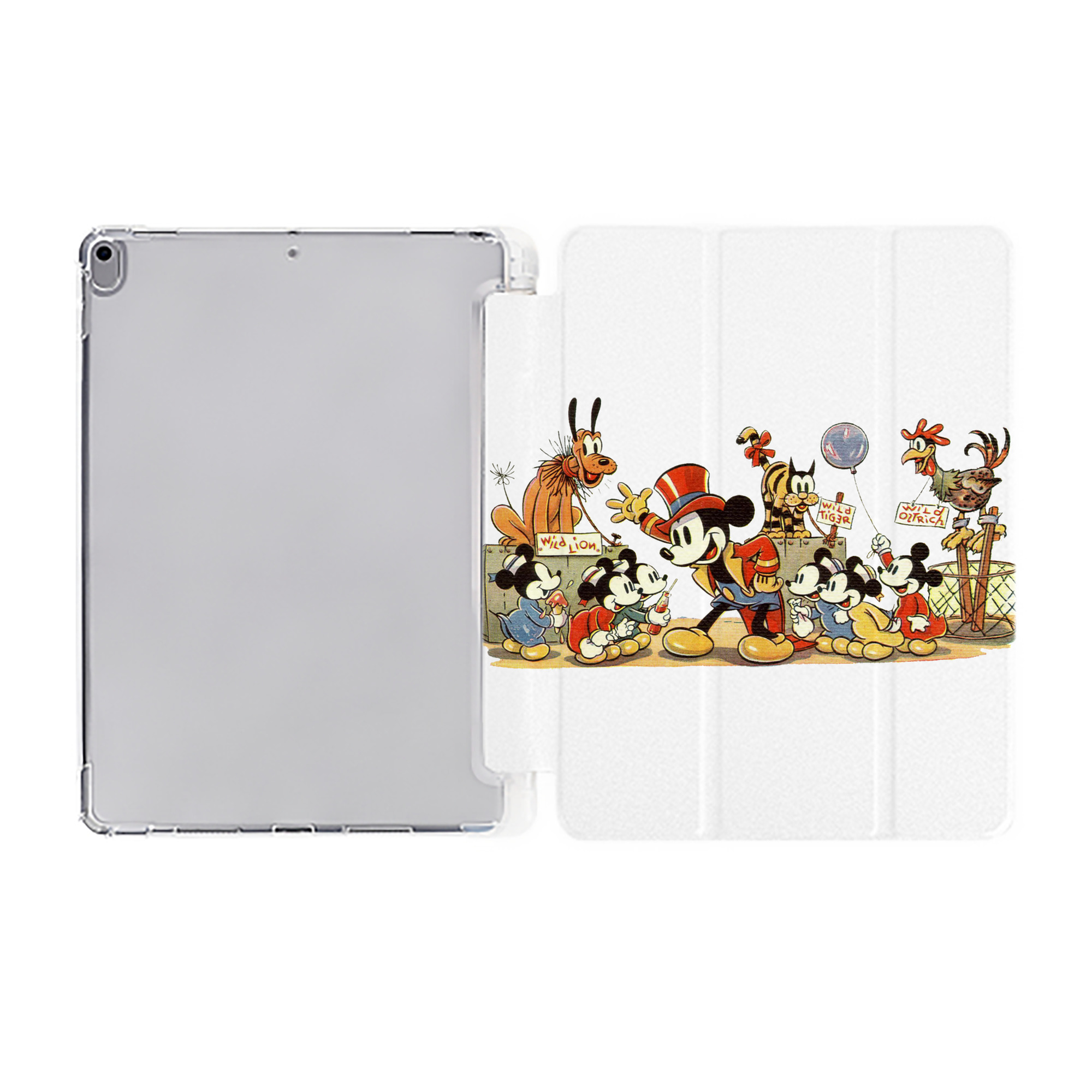 （画像用） ミッキーマウス Mickey Mouse IPad ケース ペン収納付き 三つ折りスタンド PUレザー×シリコン 対応機種9.5/10.5/10.9インチ